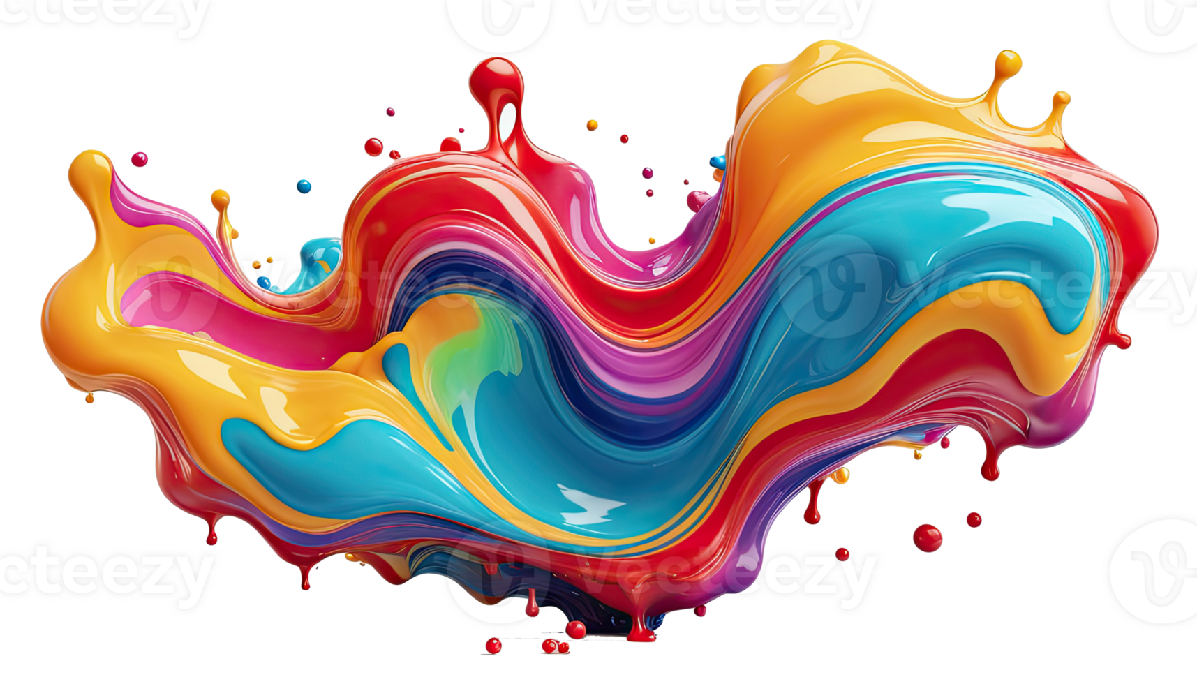 Abstract 3D fluid vibrant colorfull againts transparent background png