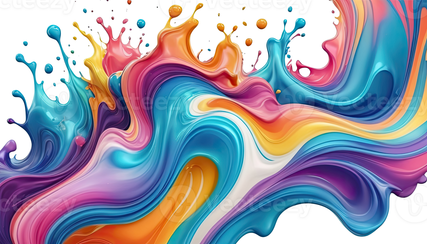 Abstract 3D fluid vibrant colorfull againts transparent background png