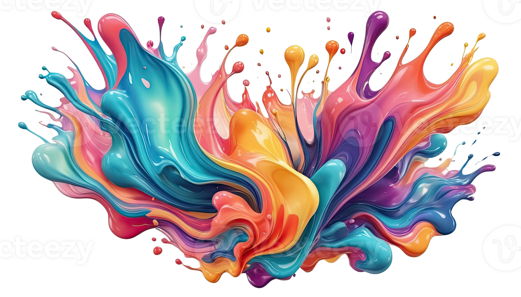 Abstract 3D fluid vibrant colorfull againts transparent background png