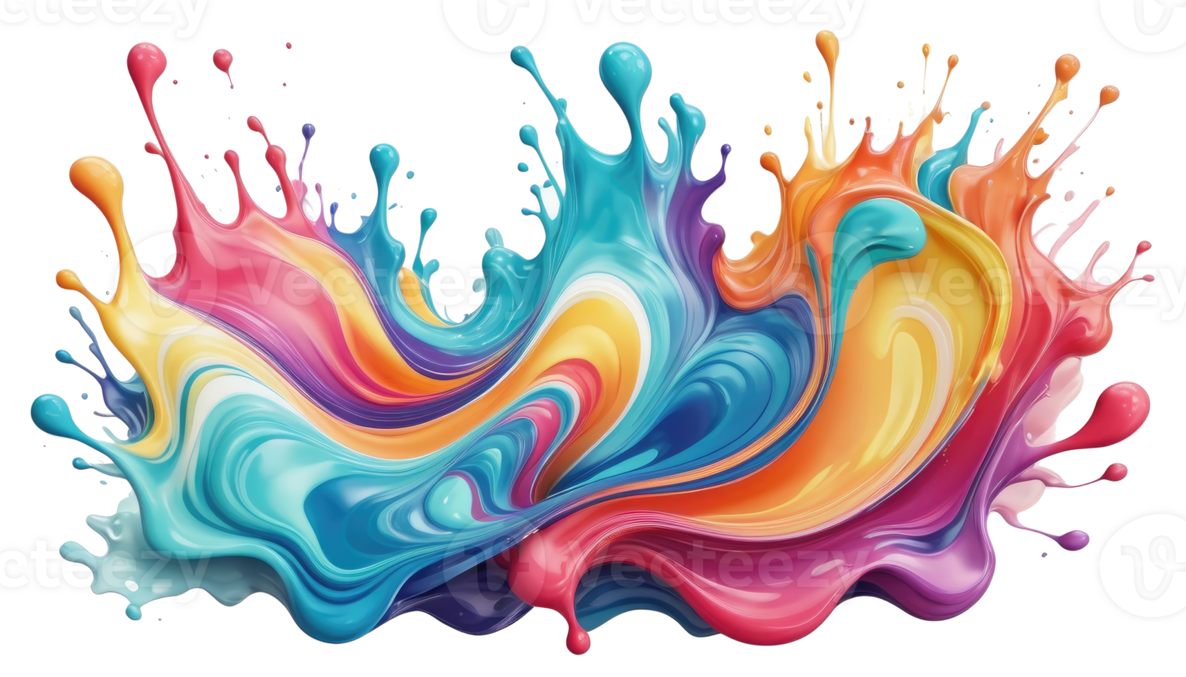 Abstract 3D fluid vibrant colorfull againts transparent background png