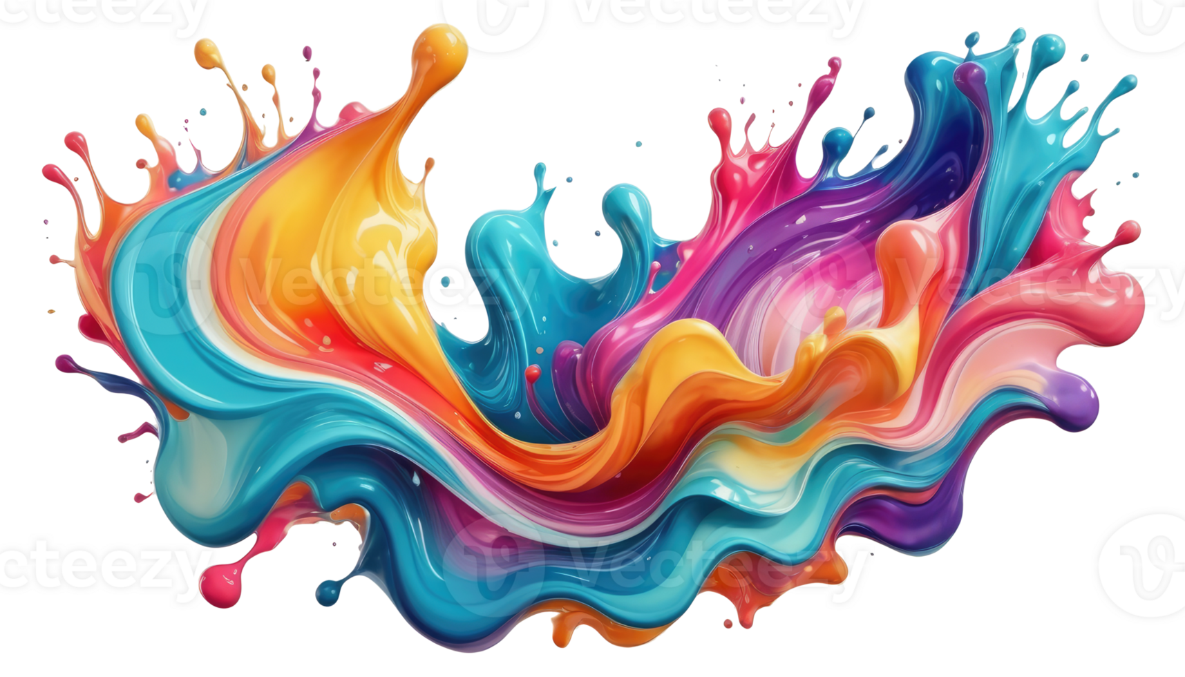 Abstract 3D fluid vibrant colorfull againts transparent background png