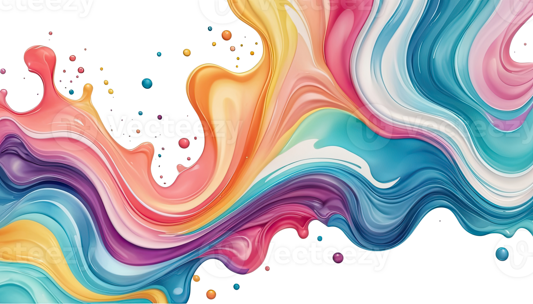 Abstract 3D fluid vibrant colorfull againts transparent background png