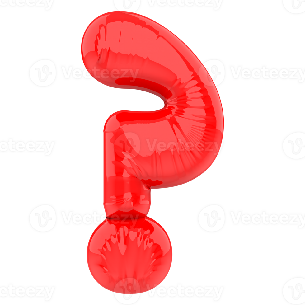 Question Mark Red 3D Render png
