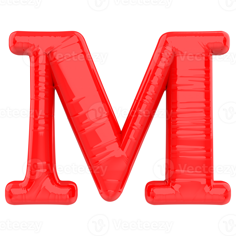 Letter M Red 3D Render png