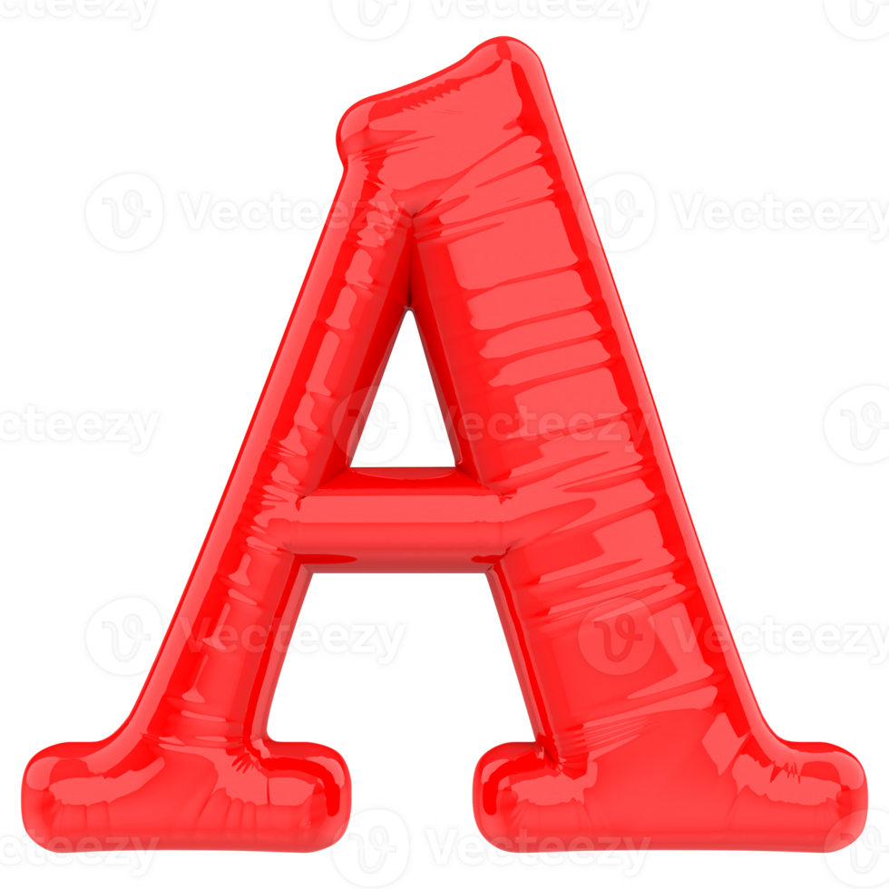 Letter A Red 3D Render png
