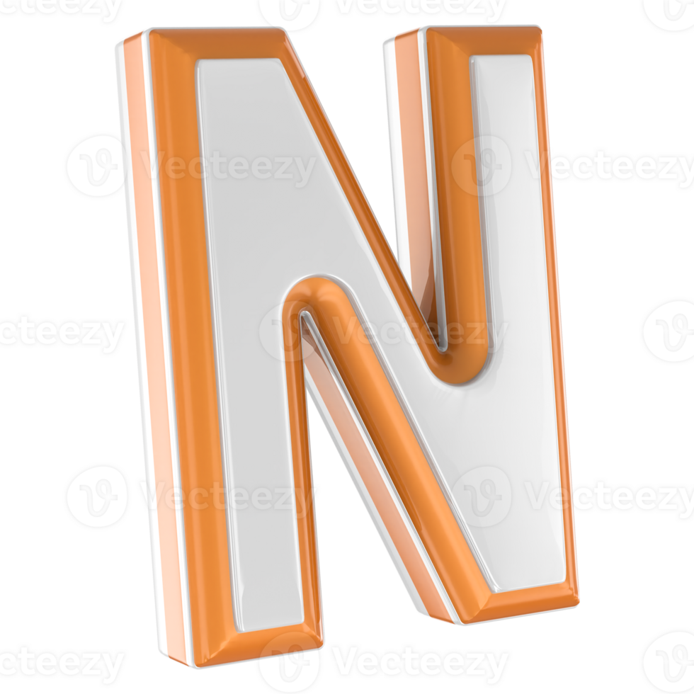 Letter N 3D Render png