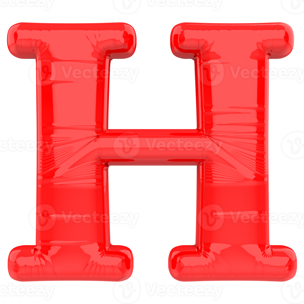 Letter H Red 3D Render png