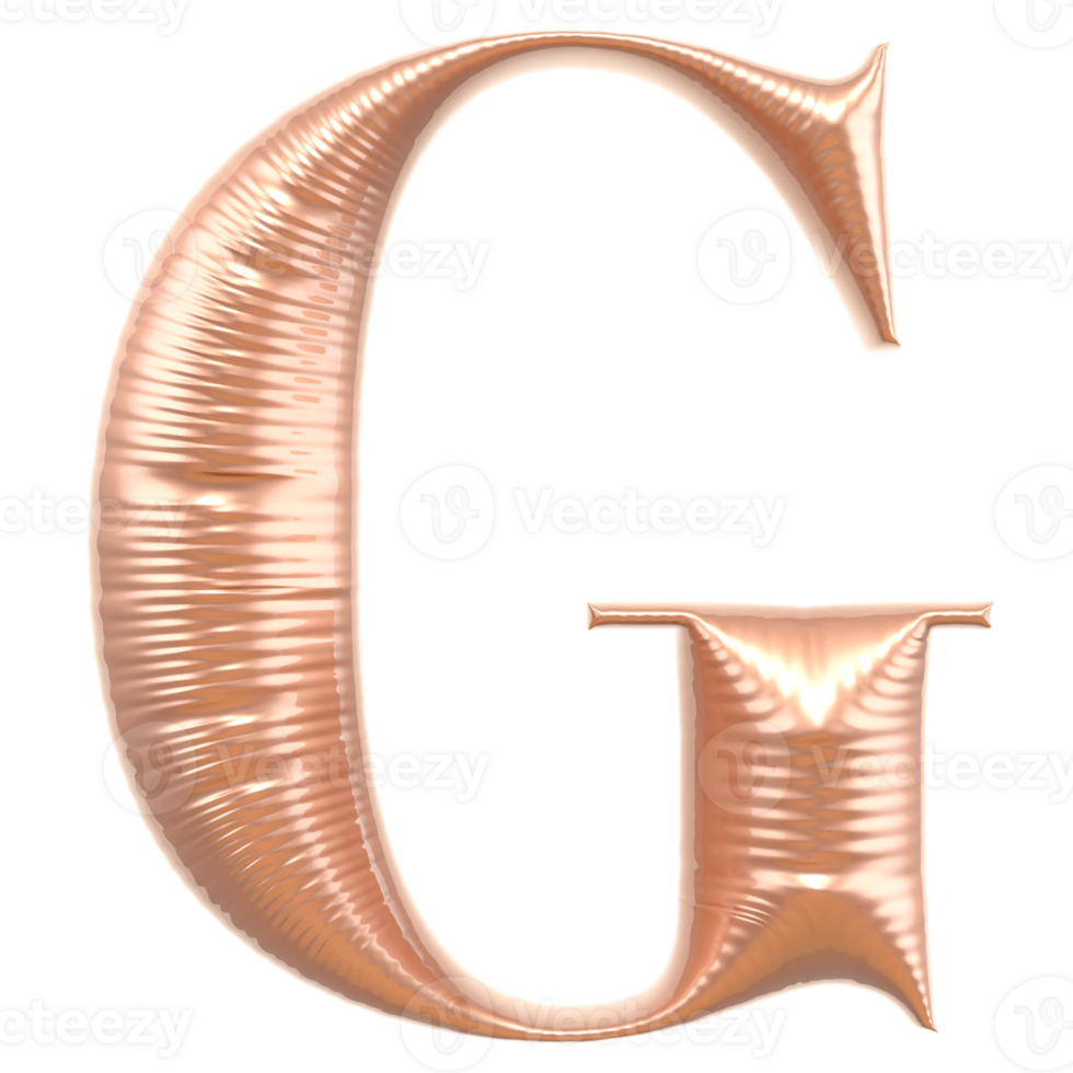Letter G Gold 3D Render png