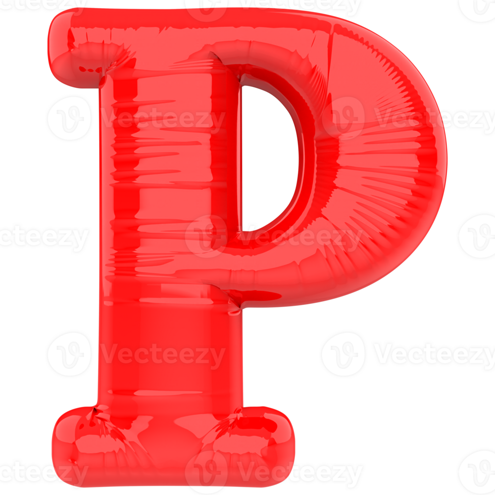 Letter P Red 3D Render png