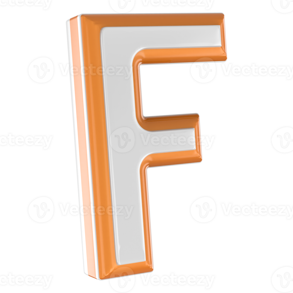 Letter F 3D Render png