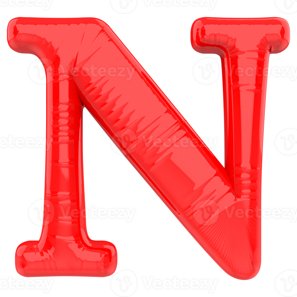 Letter N Red 3D Render png