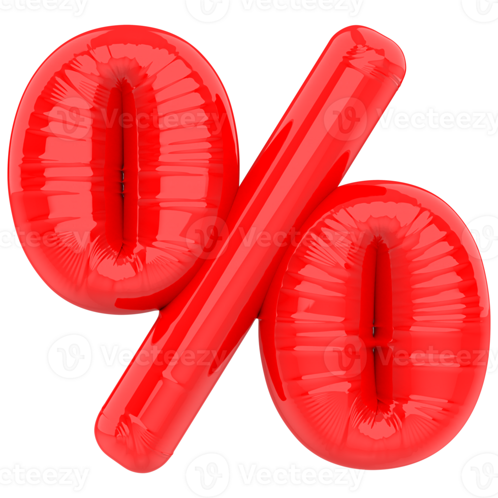 Percent Red 3D Render png