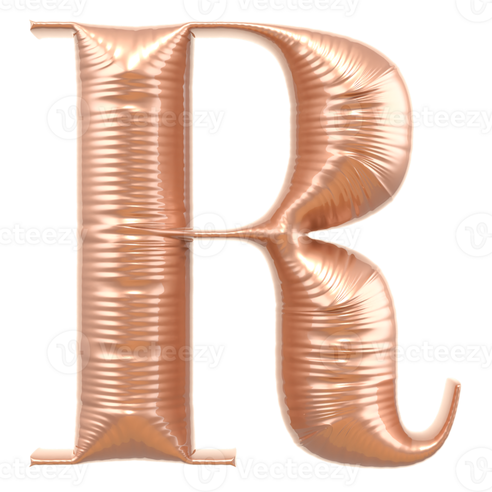 Letter R Gold 3D Render png