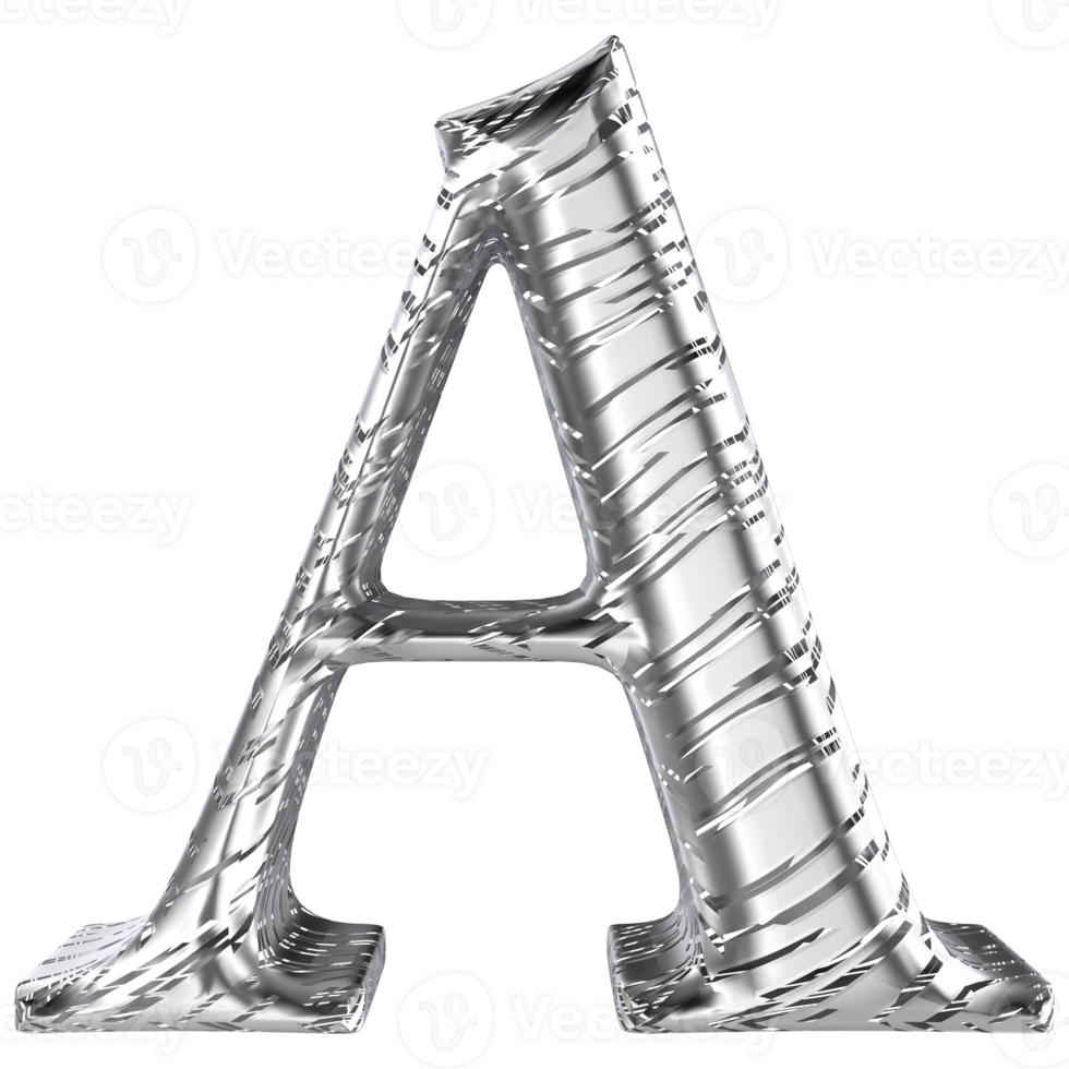 A Font Silver 3D png