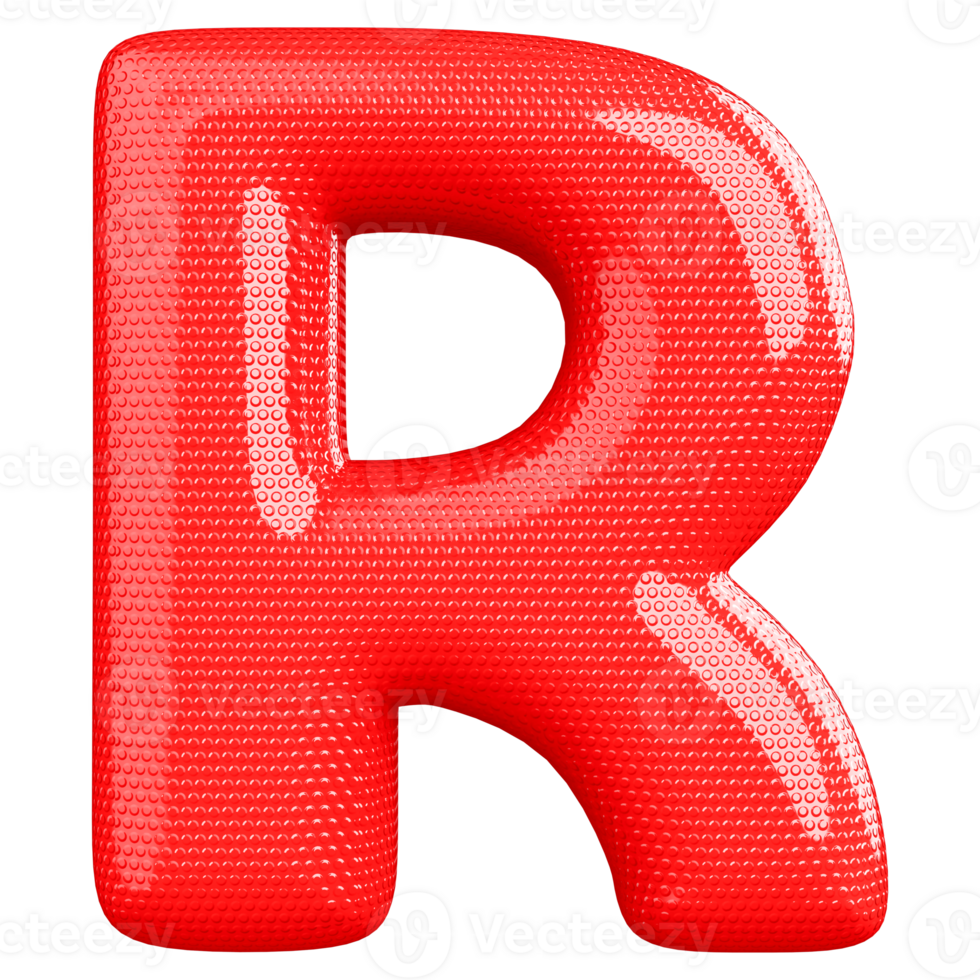 Red R Font 3D Render png
