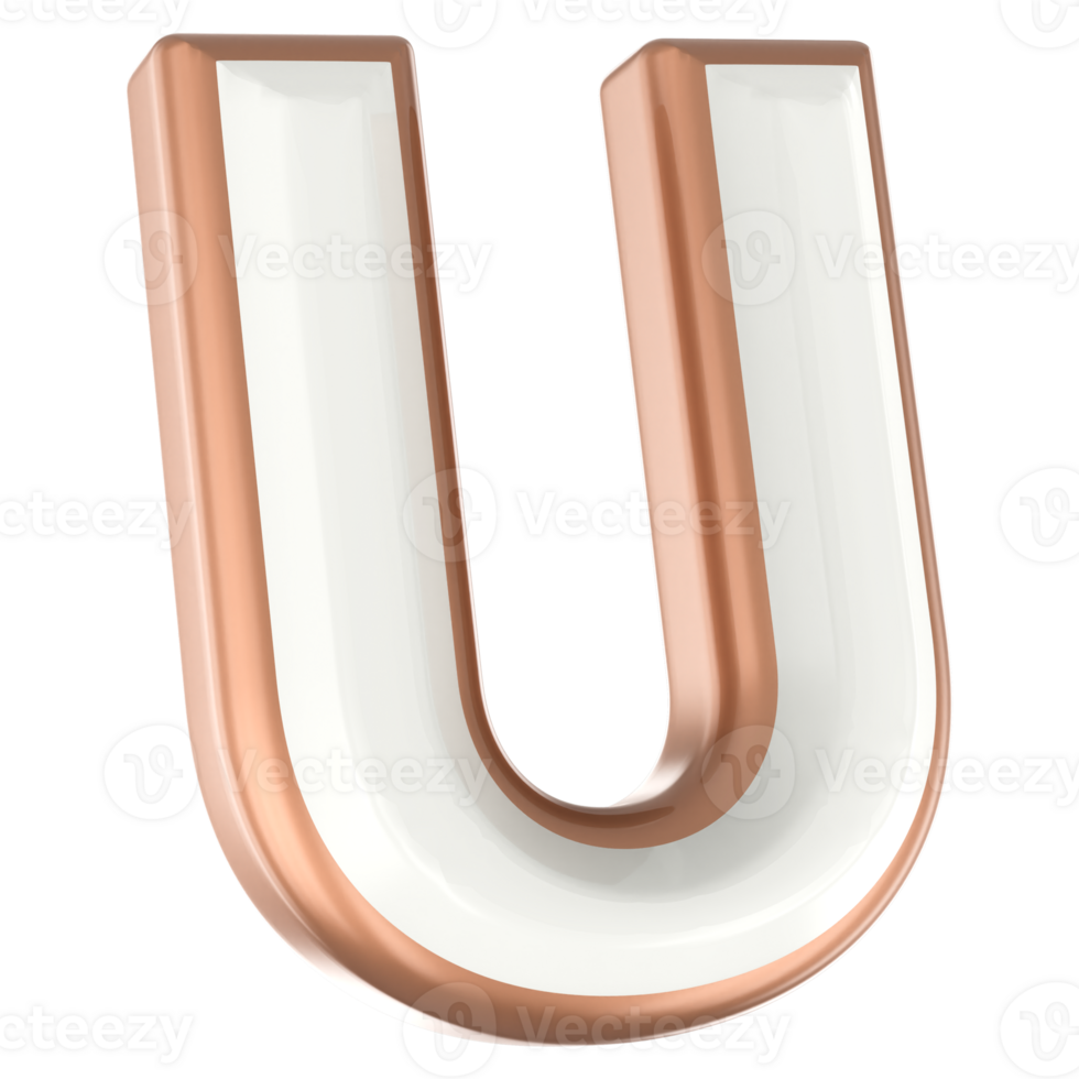 U Font 3D Render png