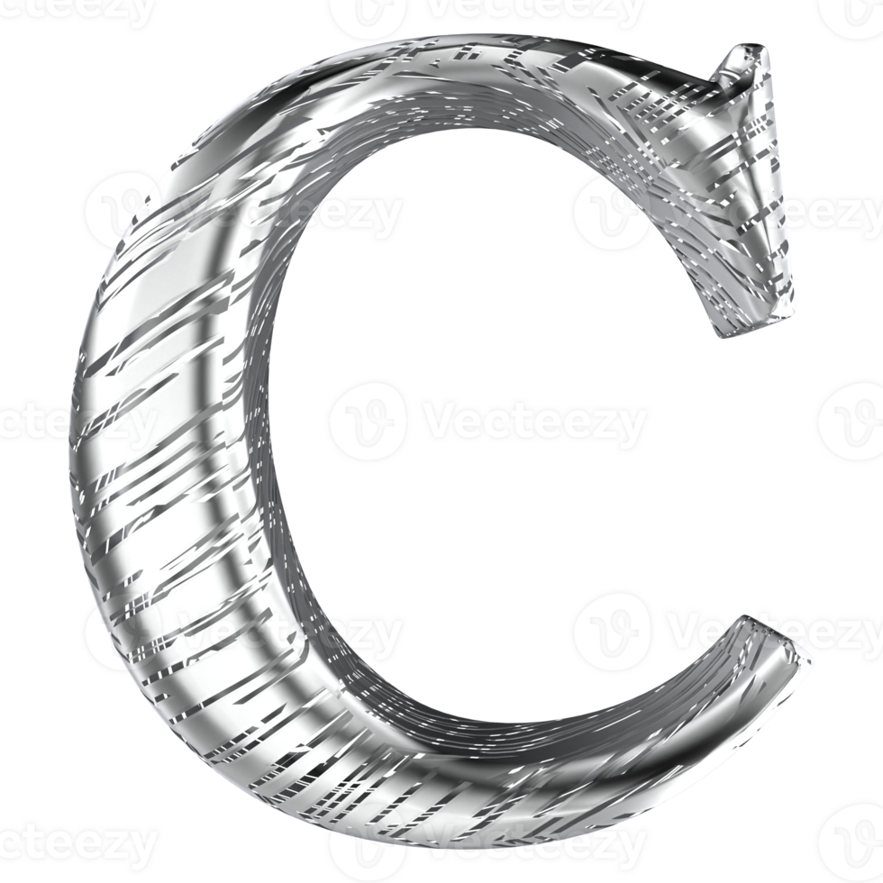 C Font Silver 3D png