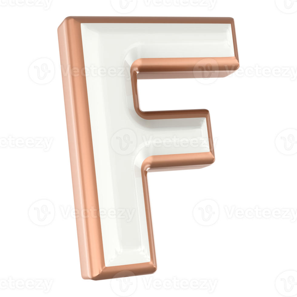 F Font 3D Render png