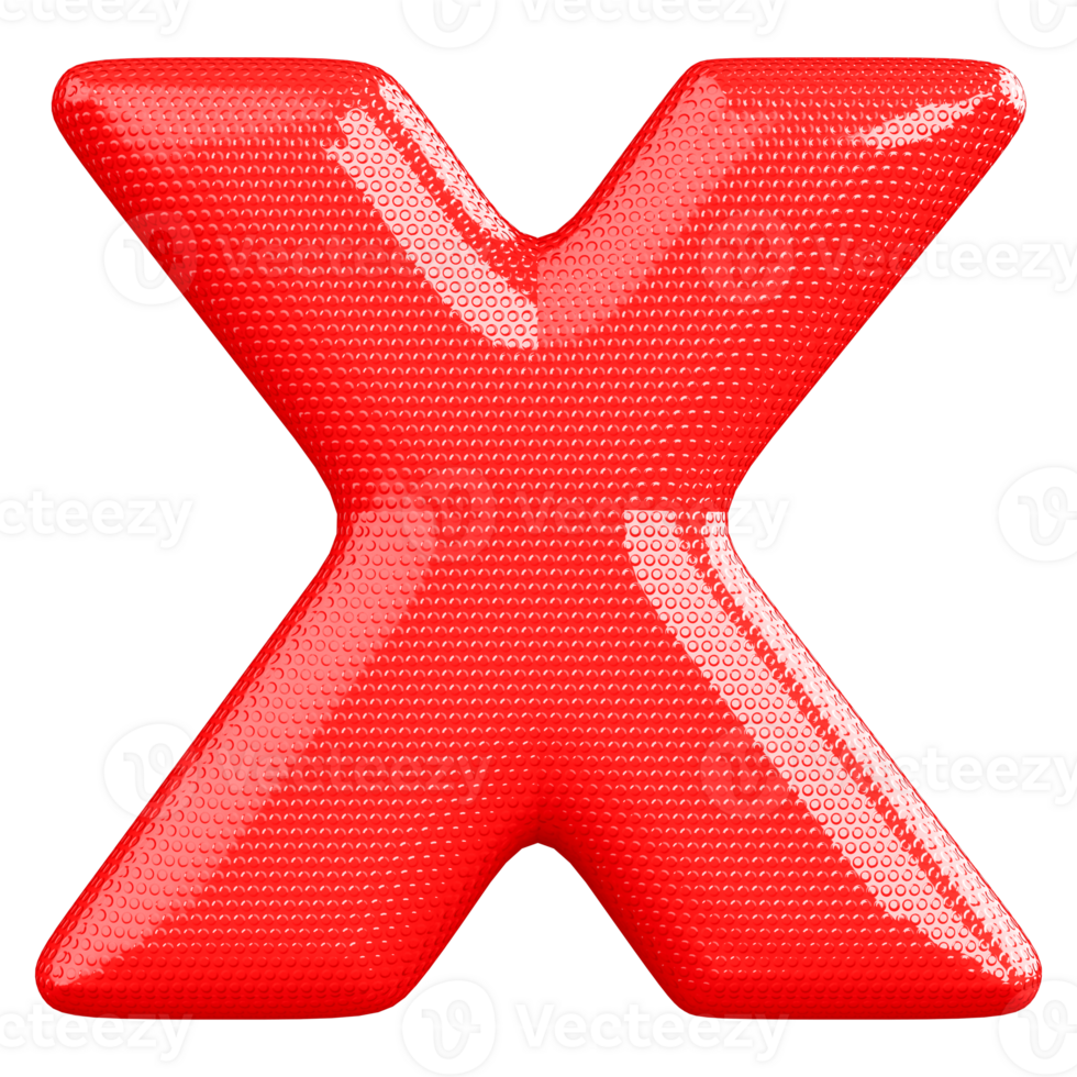 Red X Font 3D Render png