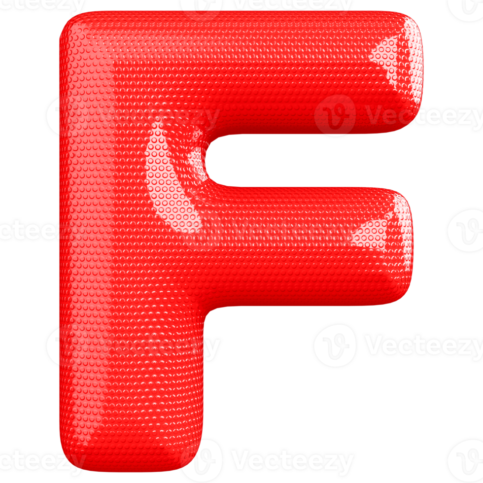 Red F Font 3D Render png