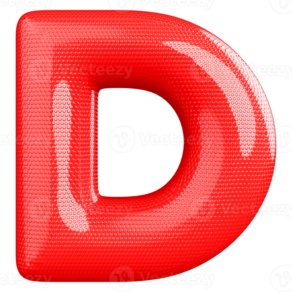Red D Font 3D Render png