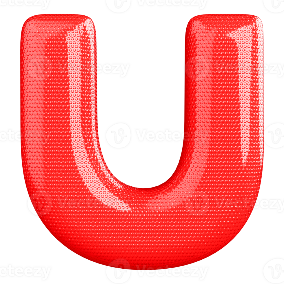 Red U Font 3D Render png