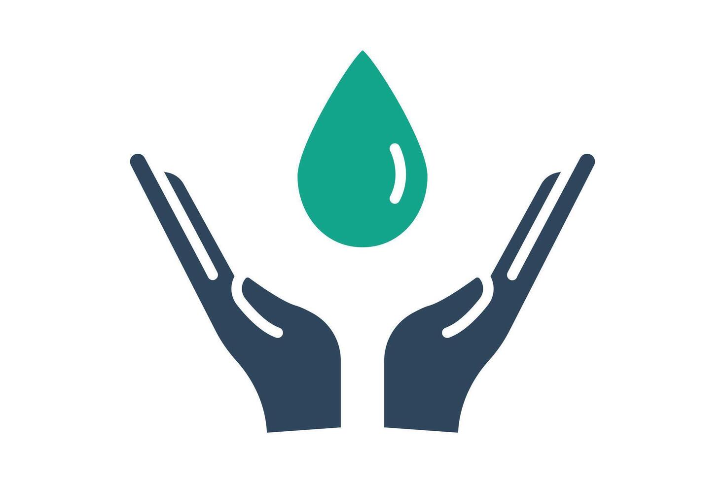 Save water icon. hand with water drop . icon related to conservation. solid icon style. conservation elements illustration vector
