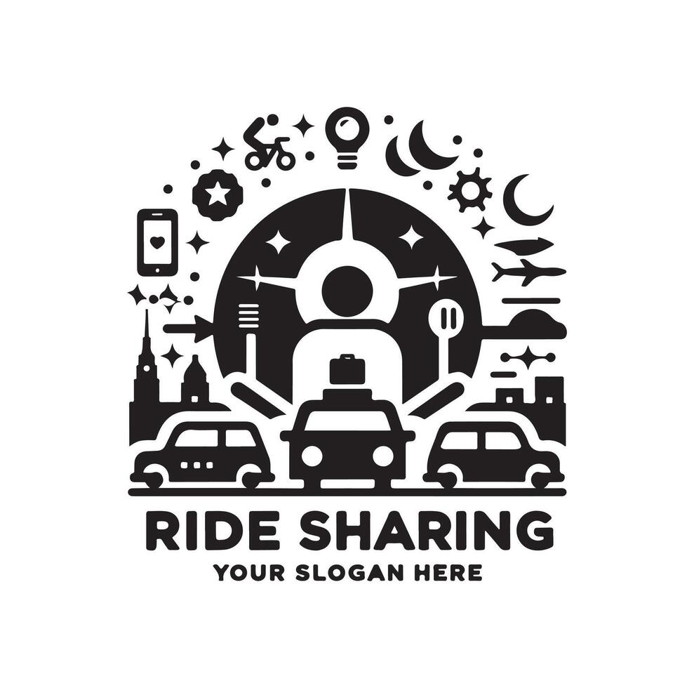 Ride Sharing Logo Design Illustration Symbol Template Flat Style vector