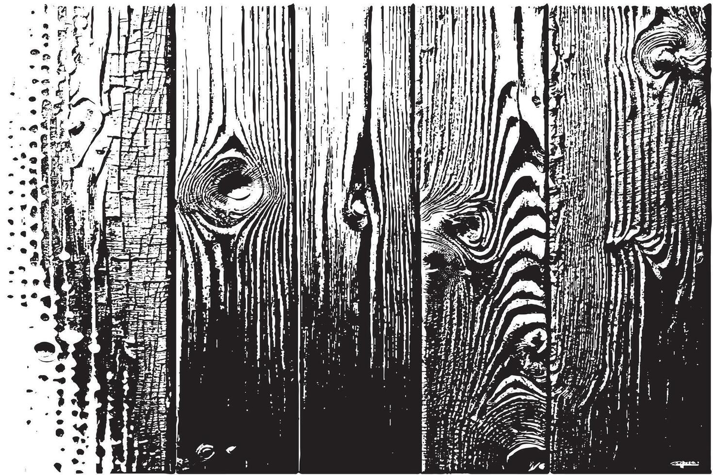 black printed wooden texture on white canvas vector