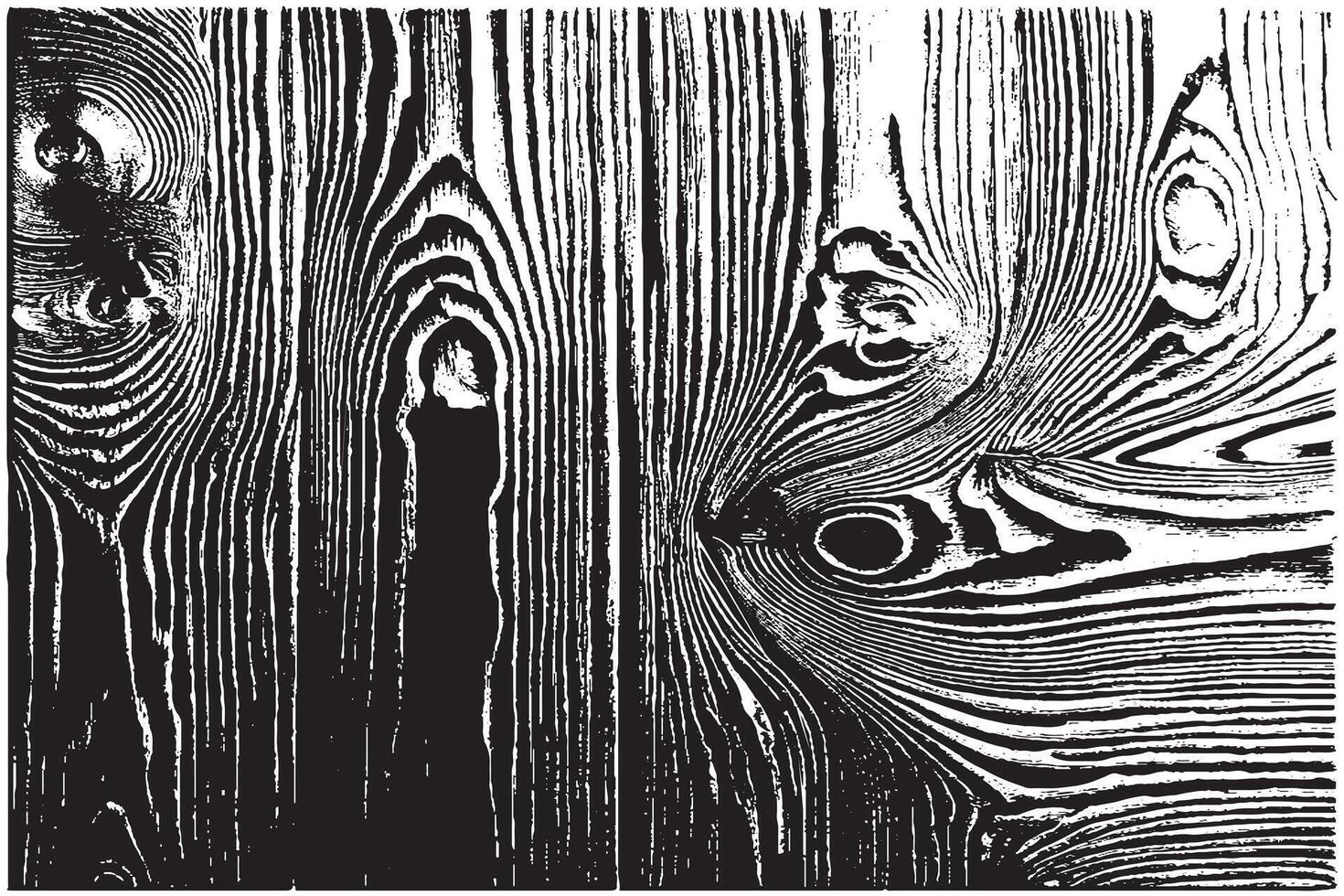 black printed wooden texture on white canvas vector