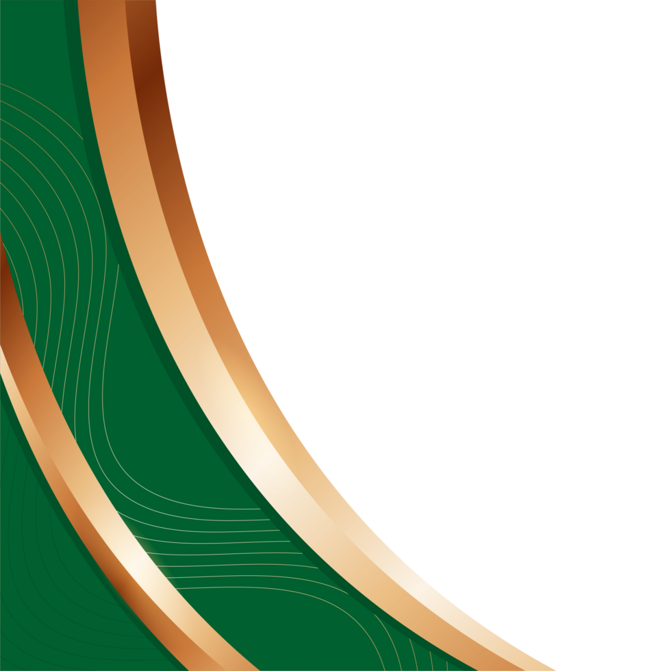 transparent dark green gold border frame background, elegant and luxurious png