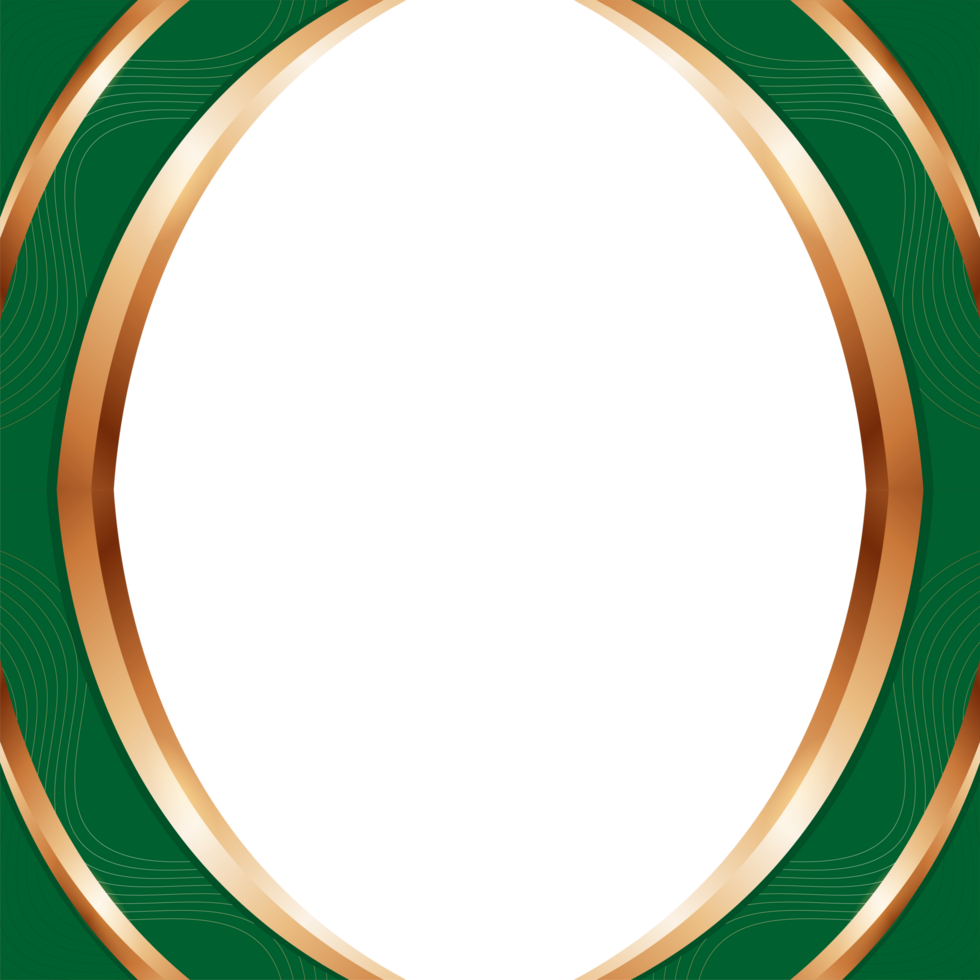 transparent dark green gold border frame background, elegant and luxurious png