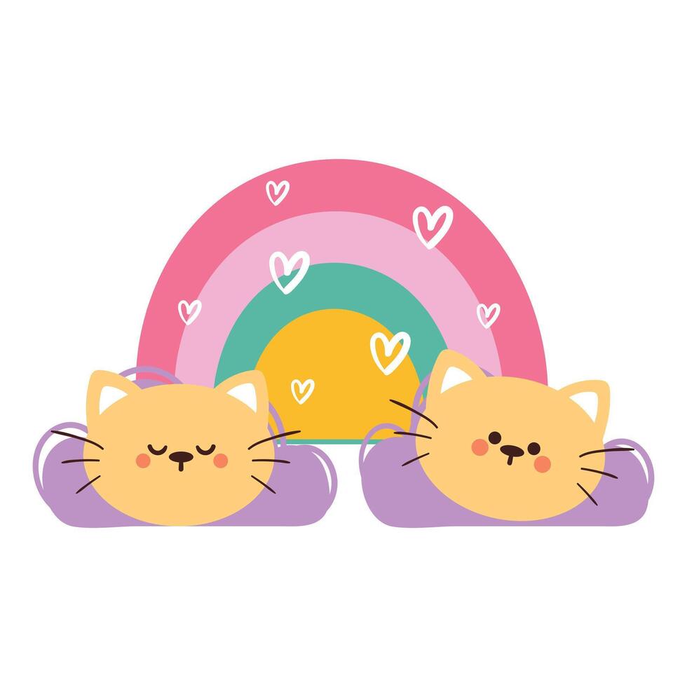 cute hand drawing cartoon boho rainbow. cute sky element sticker, doodle vector