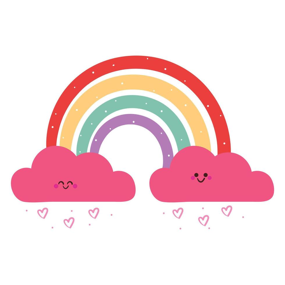 cute hand drawing cartoon boho rainbow. cute sky element sticker, doodle vector