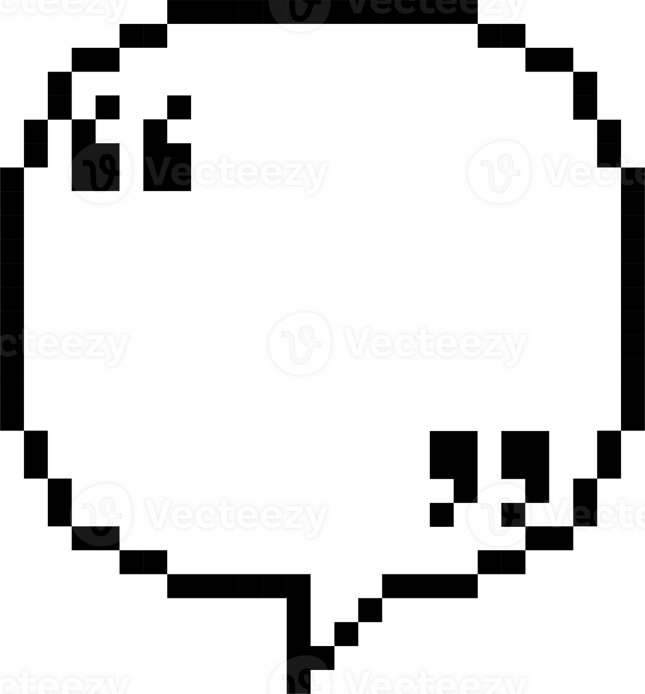 8bit retro game pixel speech bubble balloon with quotation marks, icon sticker memo keyword planner text box banner png