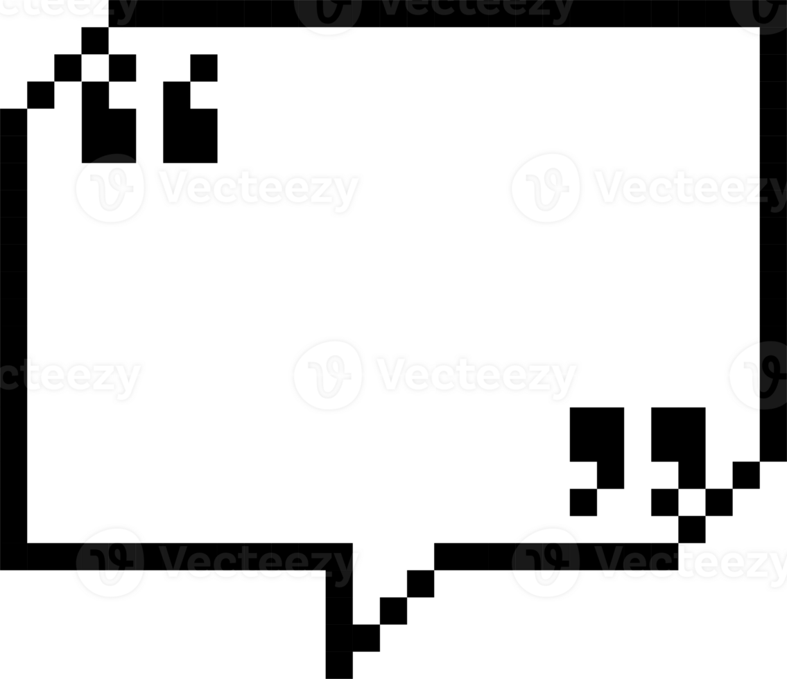 8bit retro game pixel speech bubble balloon with quotation marks, icon sticker memo keyword planner text box banner png