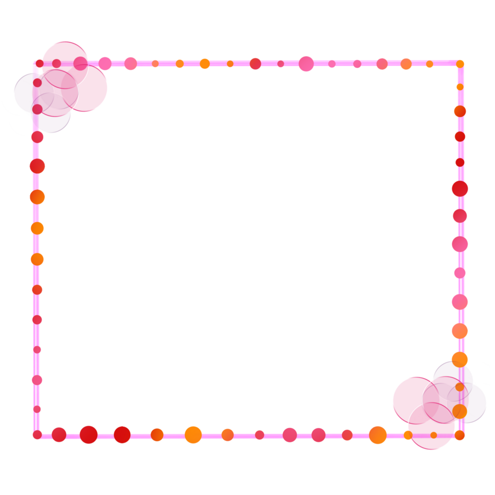 A Pink and Orange Polka Dot Square Frame on a Transparent Background png