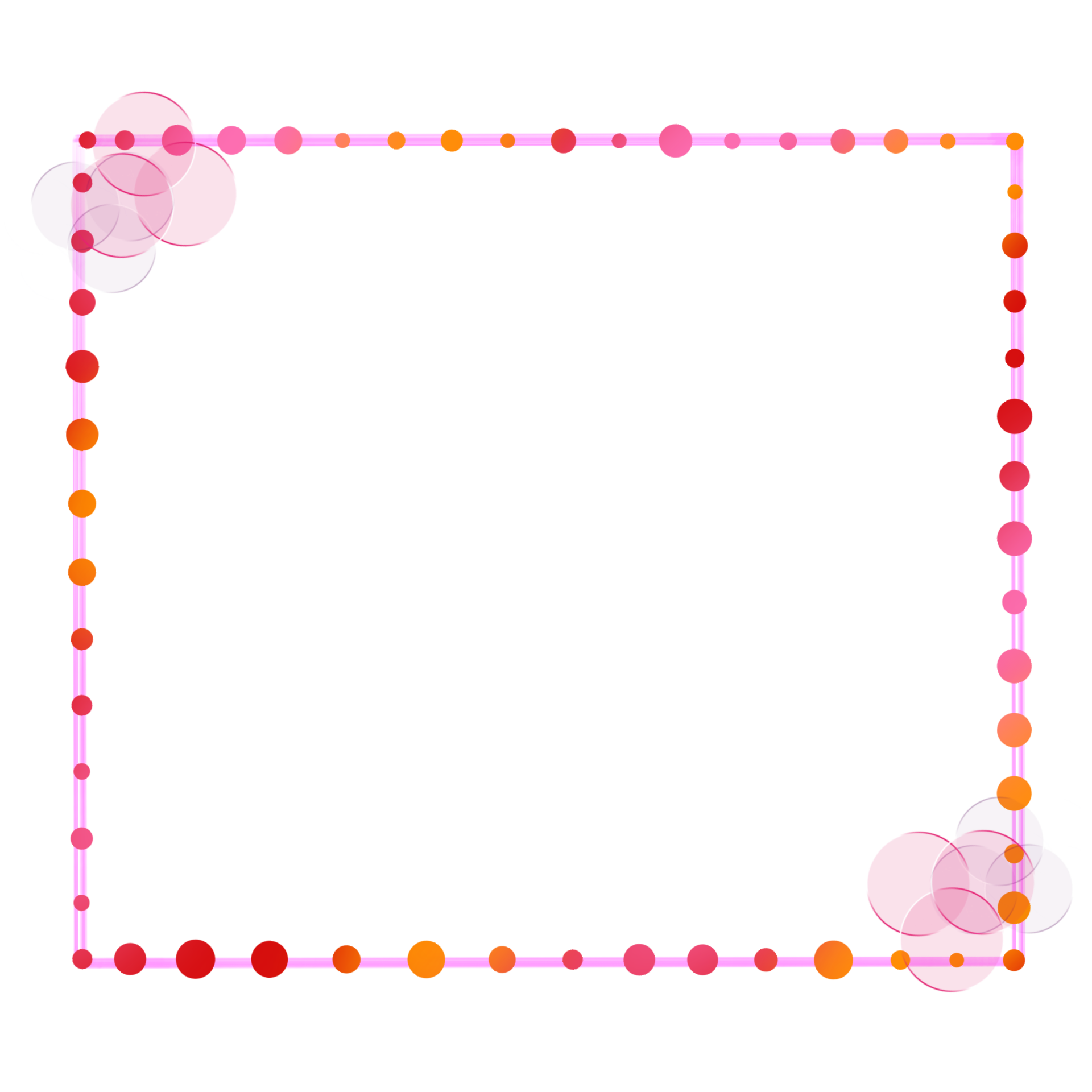 A Pink and Orange Polka Dot Square Frame on a Transparent Background ...