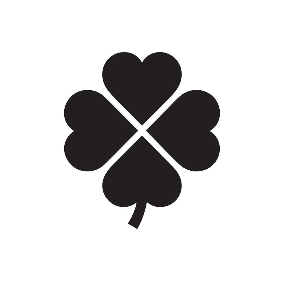 Four-leaf clover icon illustration. Black icon isolated on white background. Clover silhouette. vector