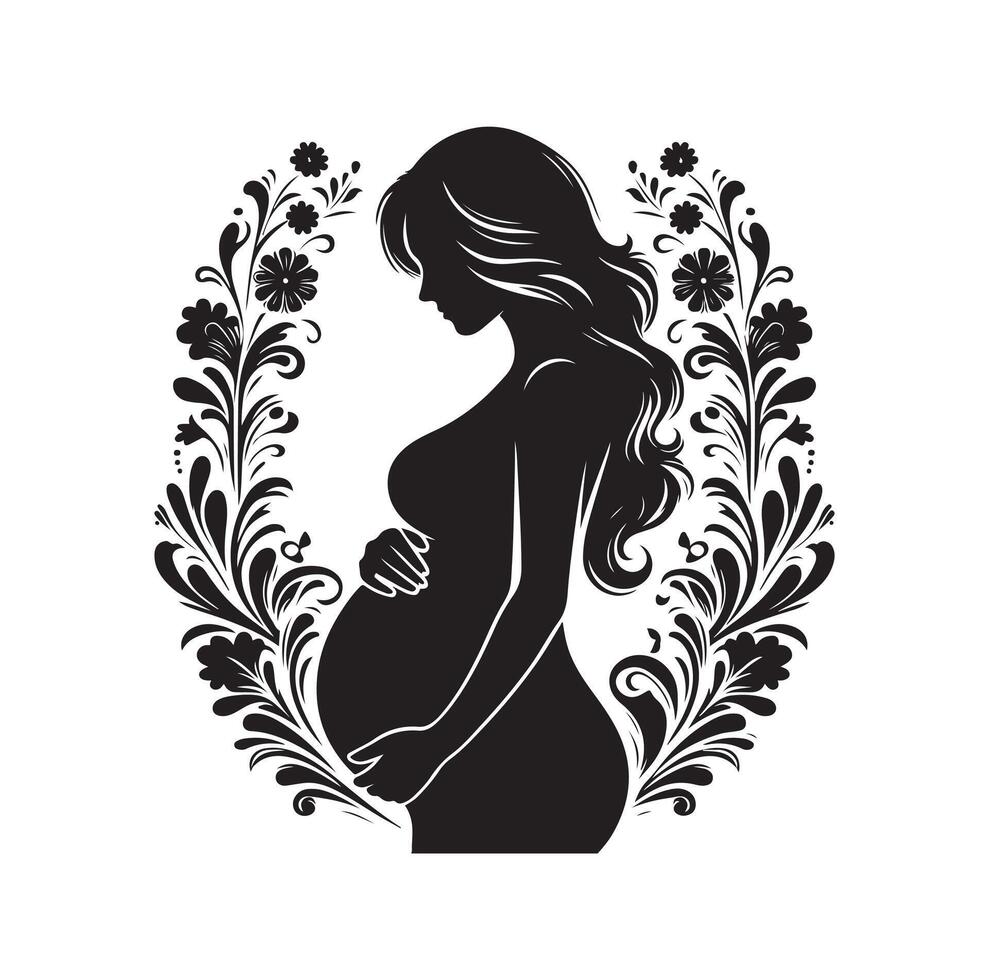 Pregnant woman silhouette illustration isolated on white background vector