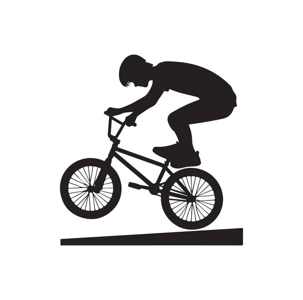 Professional bmx bicycle player silhouette. illustration vector