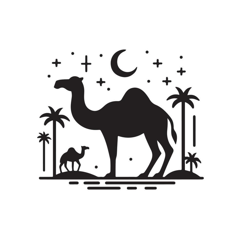 camel silhouettes illustration on white background vector