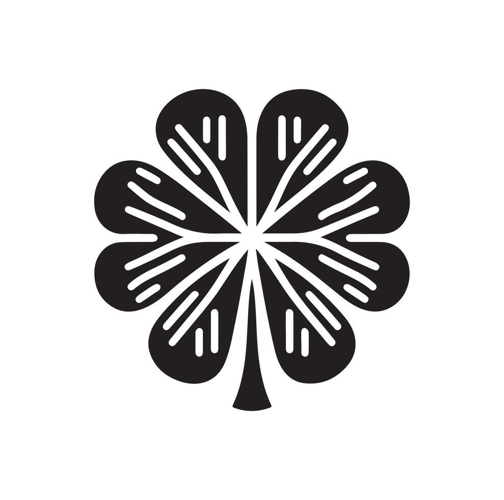 Four-leaf clover icon illustration. Black icon isolated on white background. Clover silhouette. vector