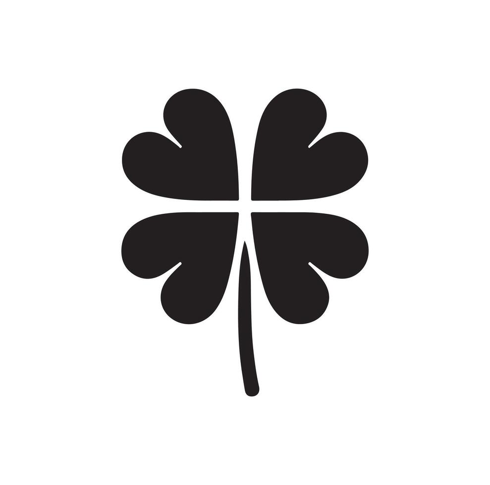 Four-leaf clover icon illustration. Black icon isolated on white background. Clover silhouette. vector