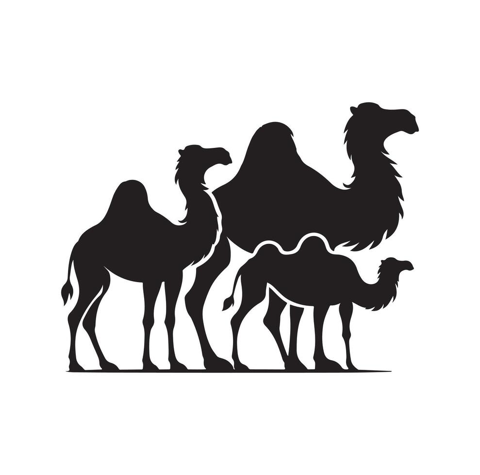 camel silhouettes illustration on white background vector
