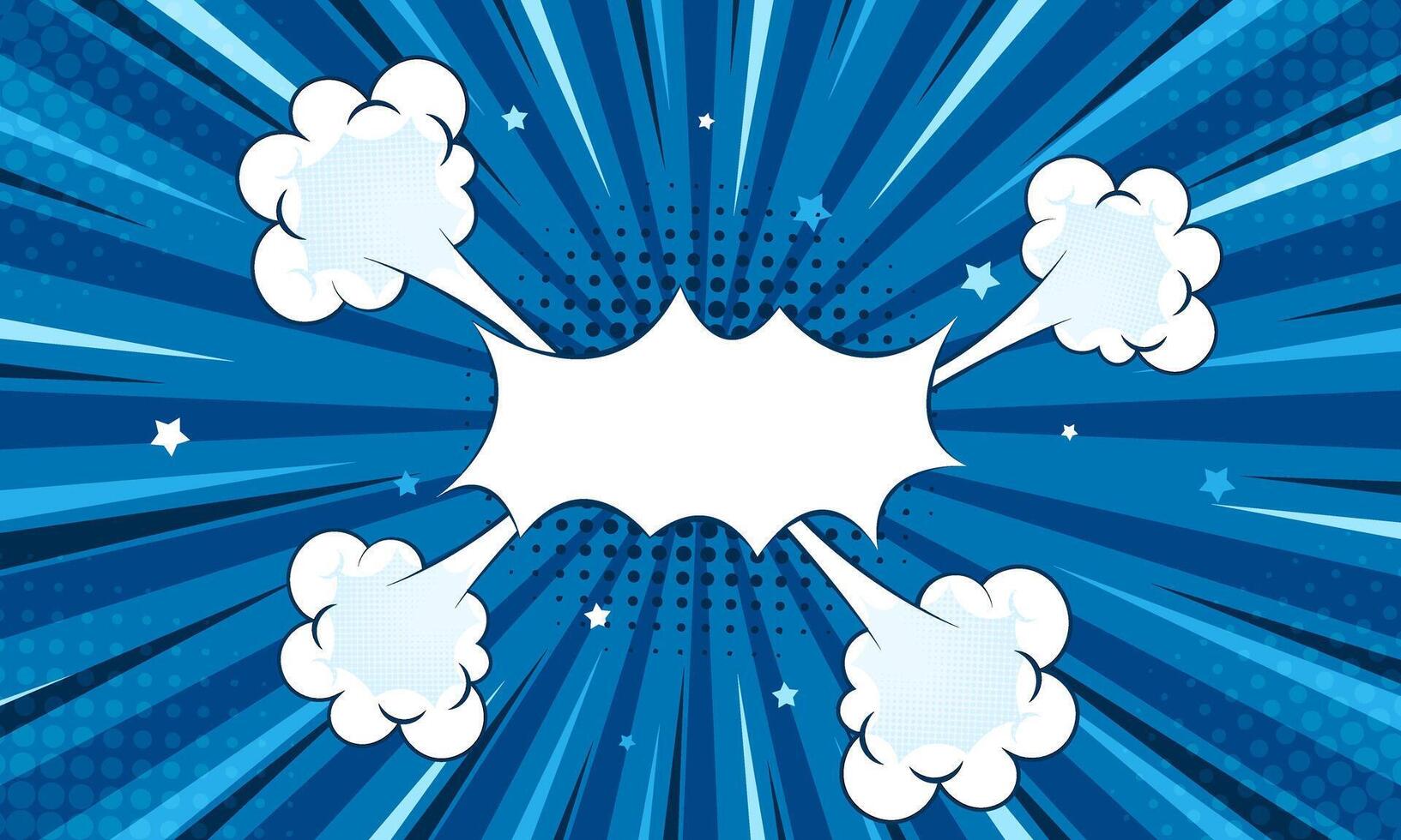 flat blue comic book pop art with halftone speech bubble design background vector