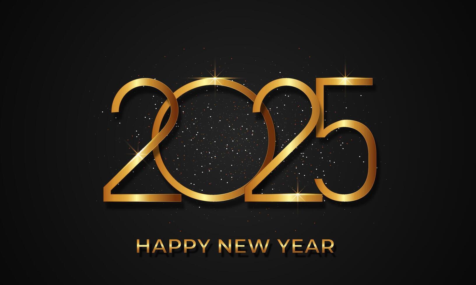 new year celebration 2025 with style number in golden color on a dark background vector