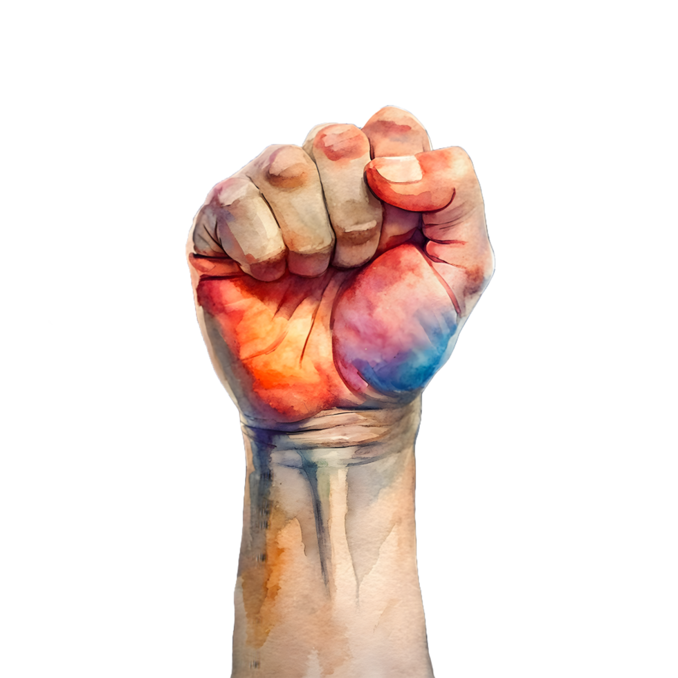 A Watercolor Hand Showing a Clenched Fist png