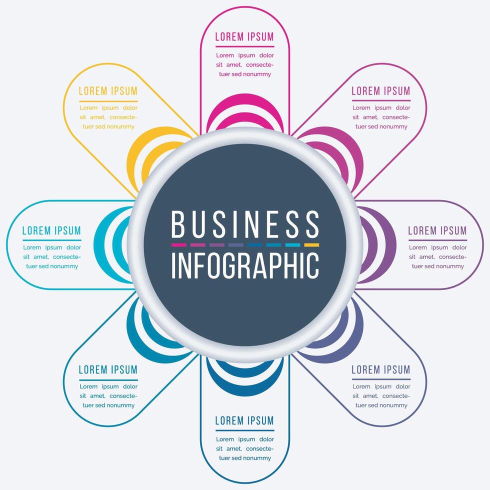 Infographic design 8 Steps, objects, elements or options business information template vector