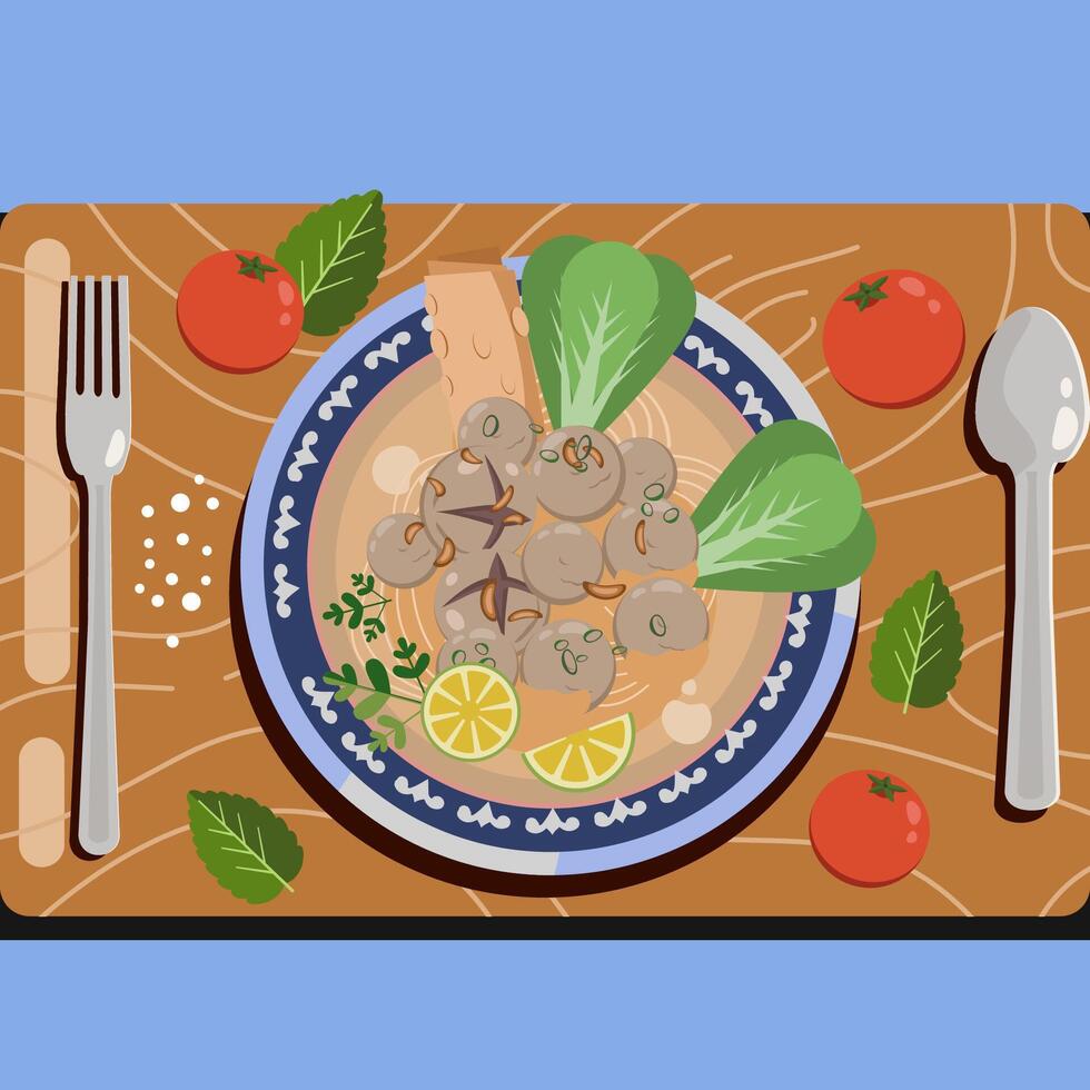 Bakso sambal traditional food Indonesia vector